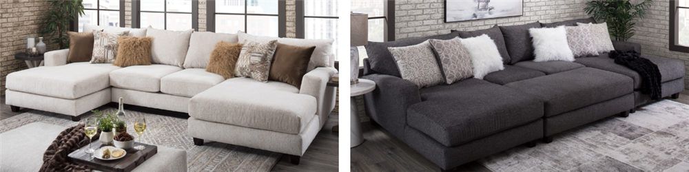 u-shaped sectional in white and gray